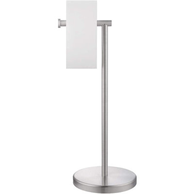 Stainless Steel L-Shaped Freestanding Toilet Paper Holder, 20-Inch Floor-Standing Holder with Heavy Weighted Round Base for Bathroom and Kitchen