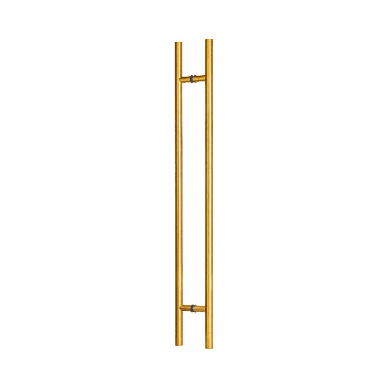 Poignée de porte longue, poignée de porte d'entrée ronde en forme de «H», acier inoxydable 304, Doré