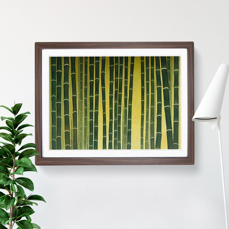 Reflective Bamboo Forest - Single Picture Frame Print, 25cm H x 34cm W x 2cm D, Walnut Framed