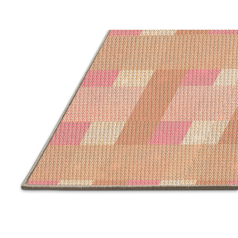 Tapis géométrique en laine orange, Rectangle 6 pi x 9 pi