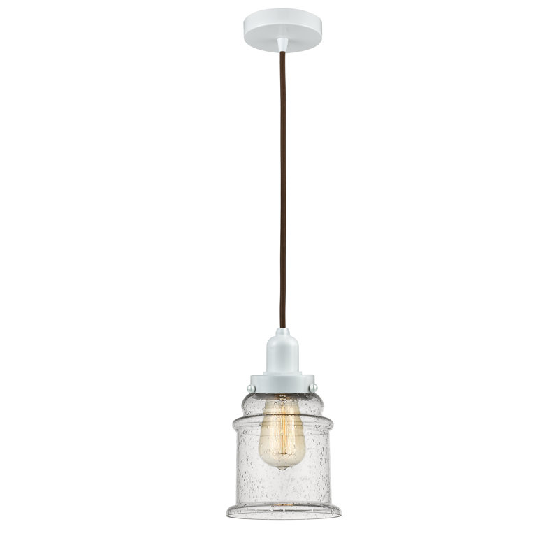 Luminaire suspendu 1 cloche pour une cloche Webber, Blanc / Brun