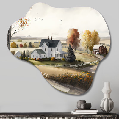 Path To The Barn I - Cloud Barn Landscape Wall Decor, sculpture murale asymétrique en métal