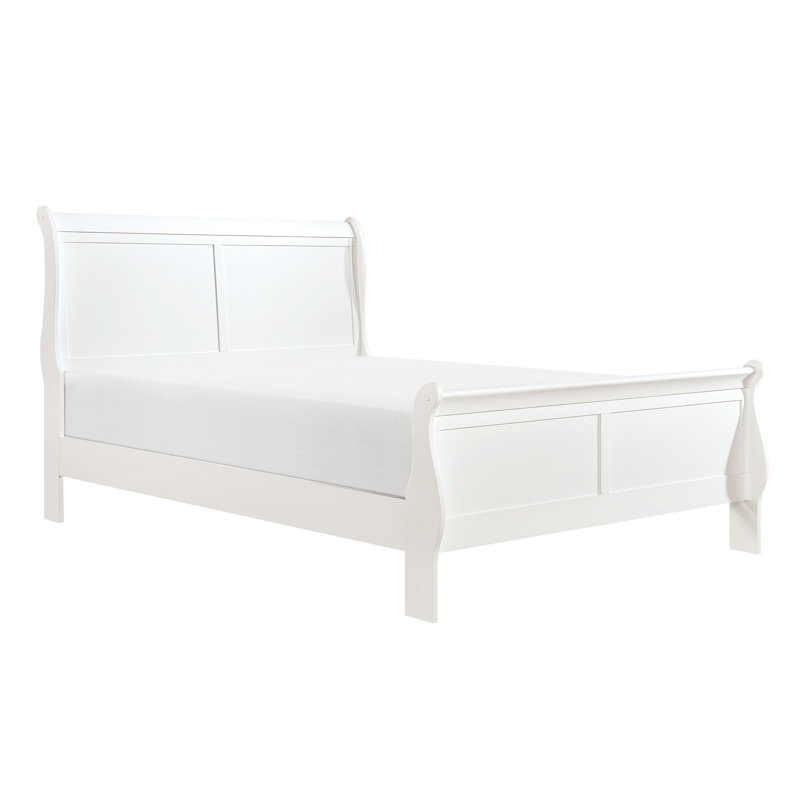 Lit double blanc, conception classique pour un mobilier de chambre à coucher de style traditionnel, Lit double, Blanc