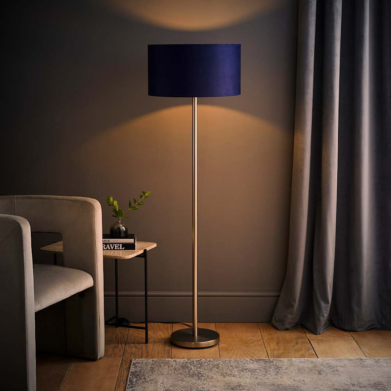 Pearletta Traditional Floor Lamp Set, Chrome, No, Blue