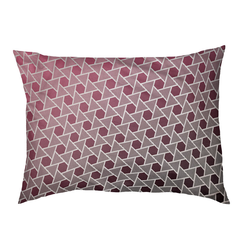 Coussin de lit à triangles hexagonals Byrge, Moyen (H 6,5 po x l 40 po x P 30 po), Noir / Rose, Molleton corail