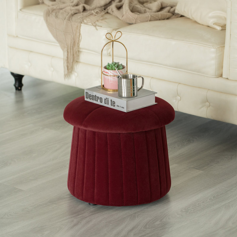 Repose-pieds de rangement capitonné en velours de 16 po de largeur, Velours rouge