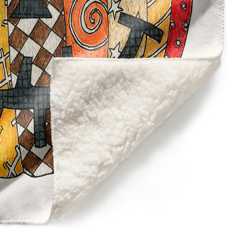 Couverture avec motif citrouille, 51 po x 60 po, Blanc