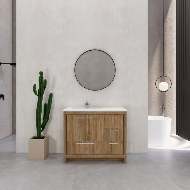 Ensemble de meuble-lavabo simple 42 po Mihrtad Eden, Chêne