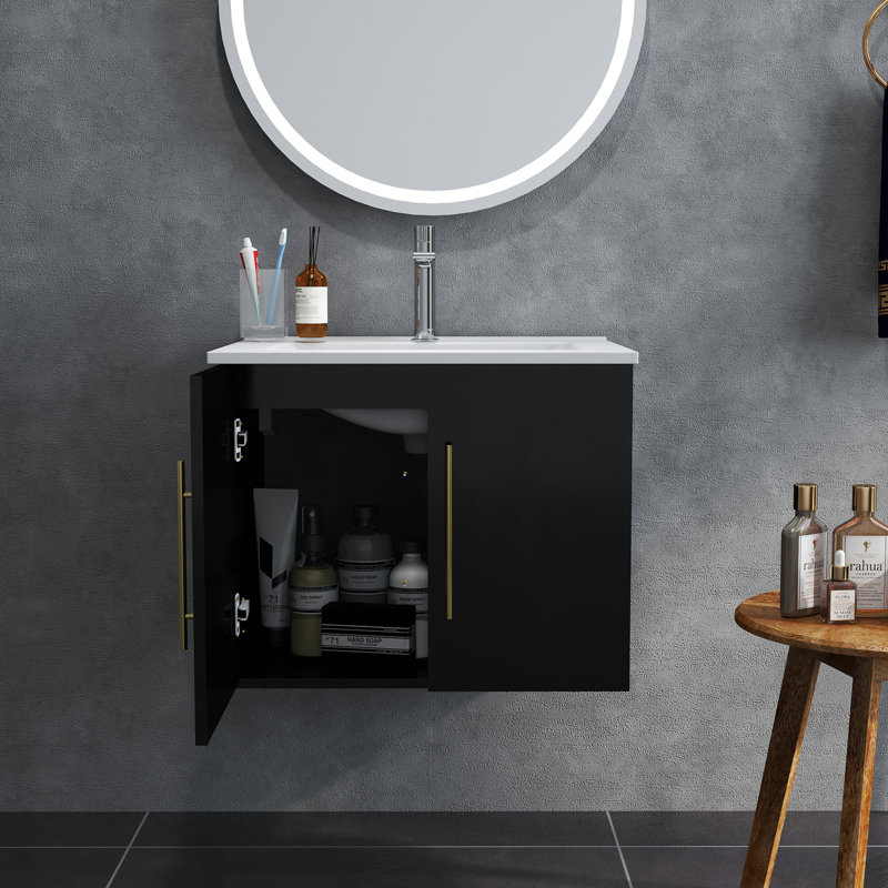 Ensemble de meuble-lavabo mural moderne avec lavabo Modern, Noir