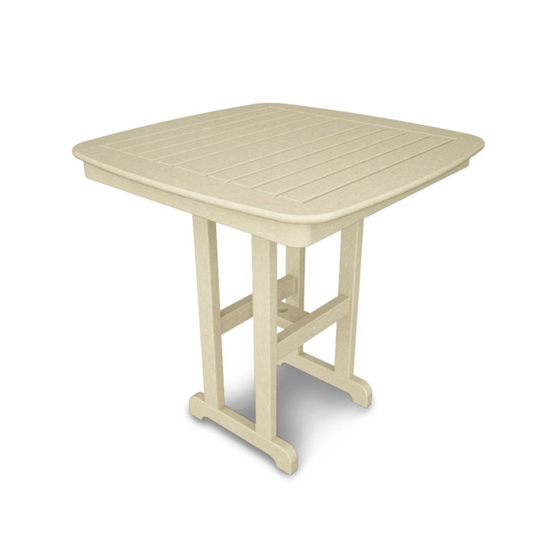 POLYWOOD Nautical Counter Table, Sand, W 36.75" x L 36.75" x H 37"