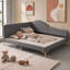 Lit de jour en lin durable avec tête de lit et caractéristiques de conception moderne | Conception confortable du dossier et des accoudoirs-811162378-811162376