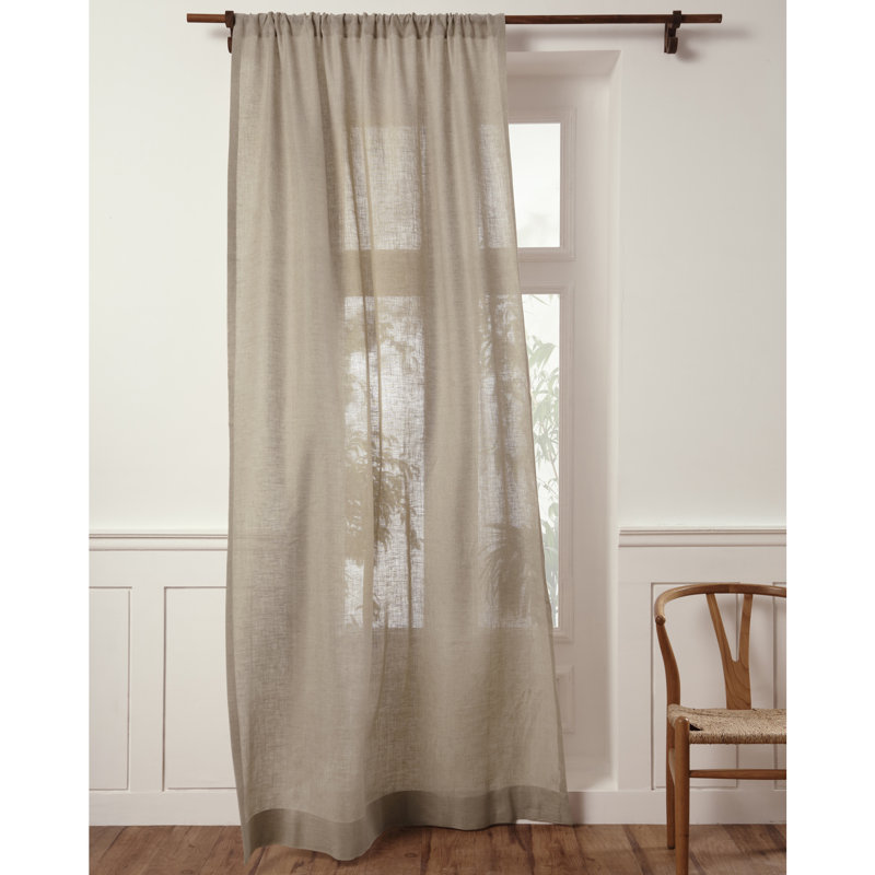 Sheer Curtain with Rod Pocket, Natural, 52" W x 84" L