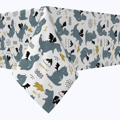 Rectangular Tablecloth, 100% Cotton, 52X104", Dragons Design