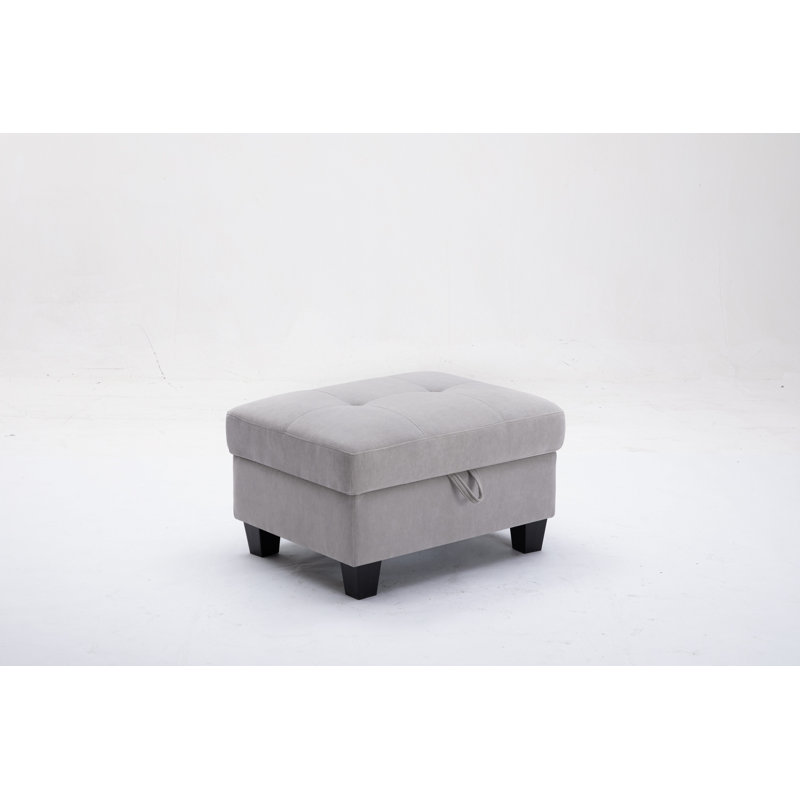 31" Wide Tufted Rectangle Standard Ottoman, Light Gray