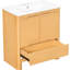 Meuble-lavabo moderne adouci de 30 po avec lavabo en bois de pin et en céramique, dossier ouvert, tiroir inférieur spacieux, portes à fermeture en douceur avec style, grain naturel, tablette réglable,