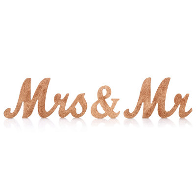 Mr et Mme signe des décorations de table chérie de mariage, lettres autoportantes en bois (blanc) - L
