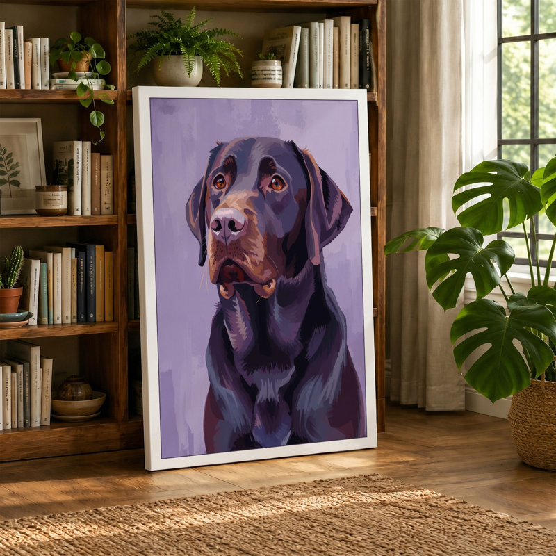 Quiet Labrador Modern - Wrapped Canvas, 18x12 - 45.7 x 30.5 cm, Cream Border