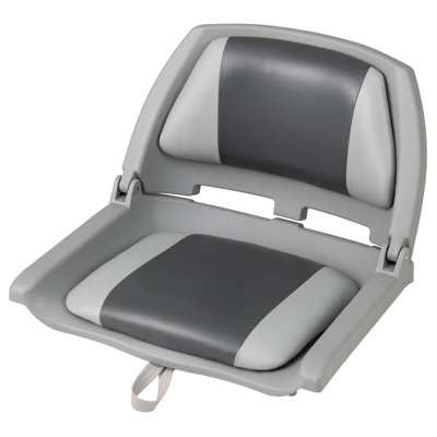 Folding Fishing Boat Seat w/High-density Sponge Cushion PVC Surface & PP Frame White
