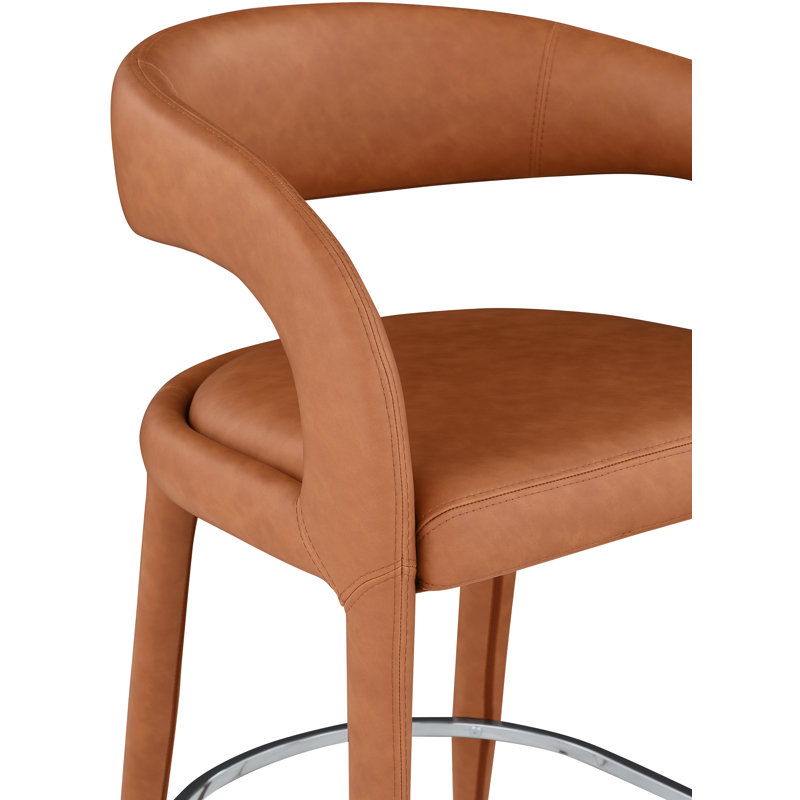 Arthur-William Faux Leather Counter Stool, Cognac Vegan Leather
