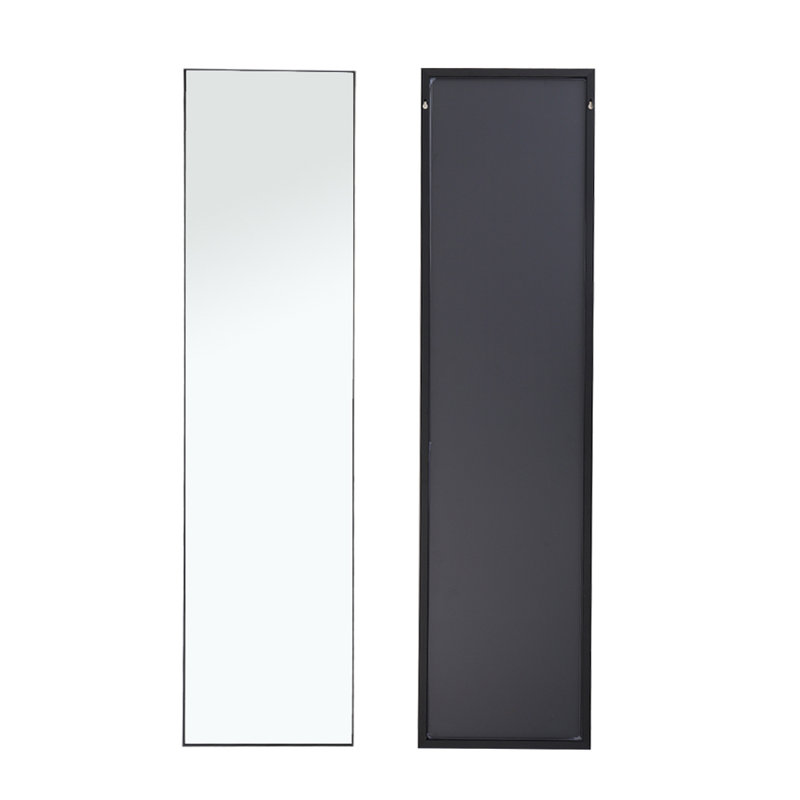 Heulyn Rectangle Metal Frame Over the Door Full Length Mirror, 147cm x 37cm, Black