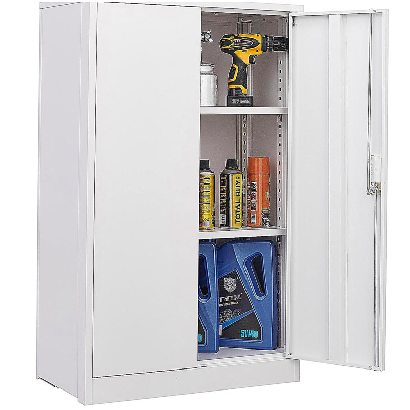 Armoire de rangement pliante en métal blanc, classeur pliant, armoire de rangement avec serrures de porte et tablettes réglables, convient comme armoire de rangement pliante pour la maison, le bureau, l'école et le garage