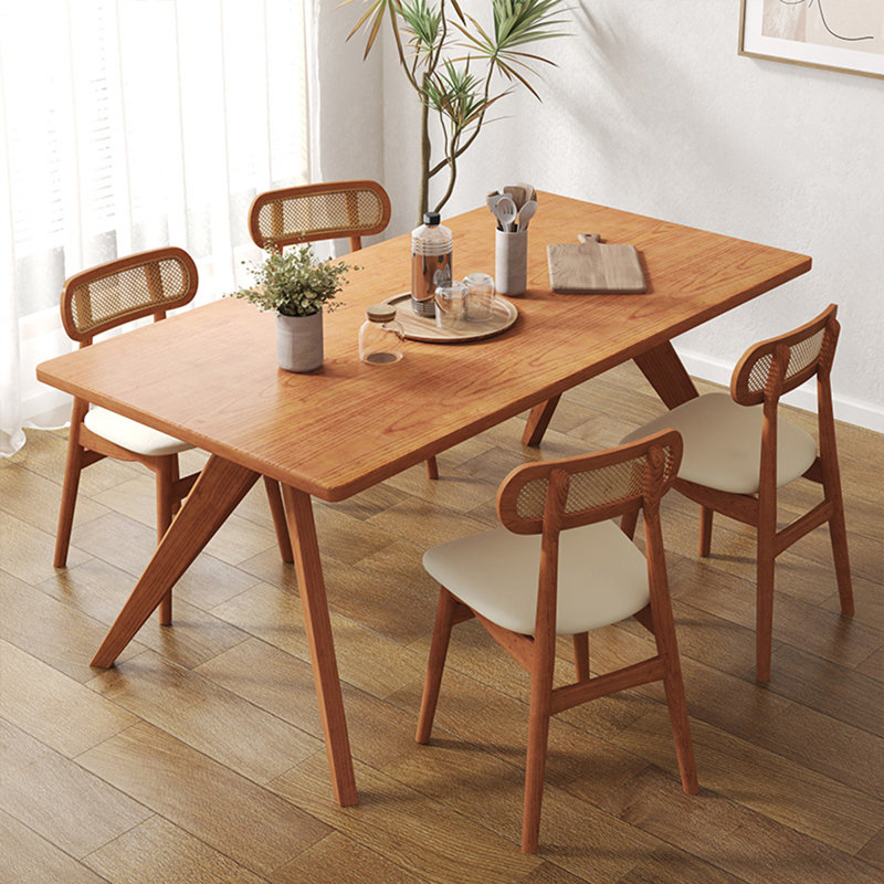 Table de salle à manger rectangulaire en bois massif couleur cerisier, H 29,53 po x L 62,99 po x l 31,50 po