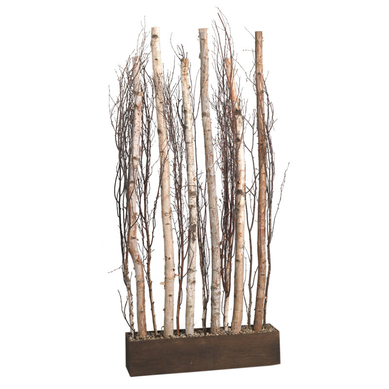 Faux Birch Tree in Solid Wood Planter