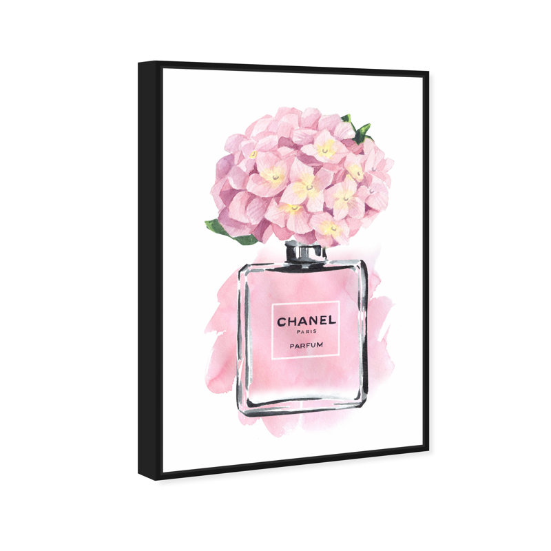 Fashion and Glam French Vase Perfumes - Peinture sur toile, H 54 po x l 36 po, Cadre noir