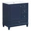 Meuble-lavabo 30 po avec lavabo, une porte avec tablette et trois tiroirs, porte à fermeture douce, bleu-759280281