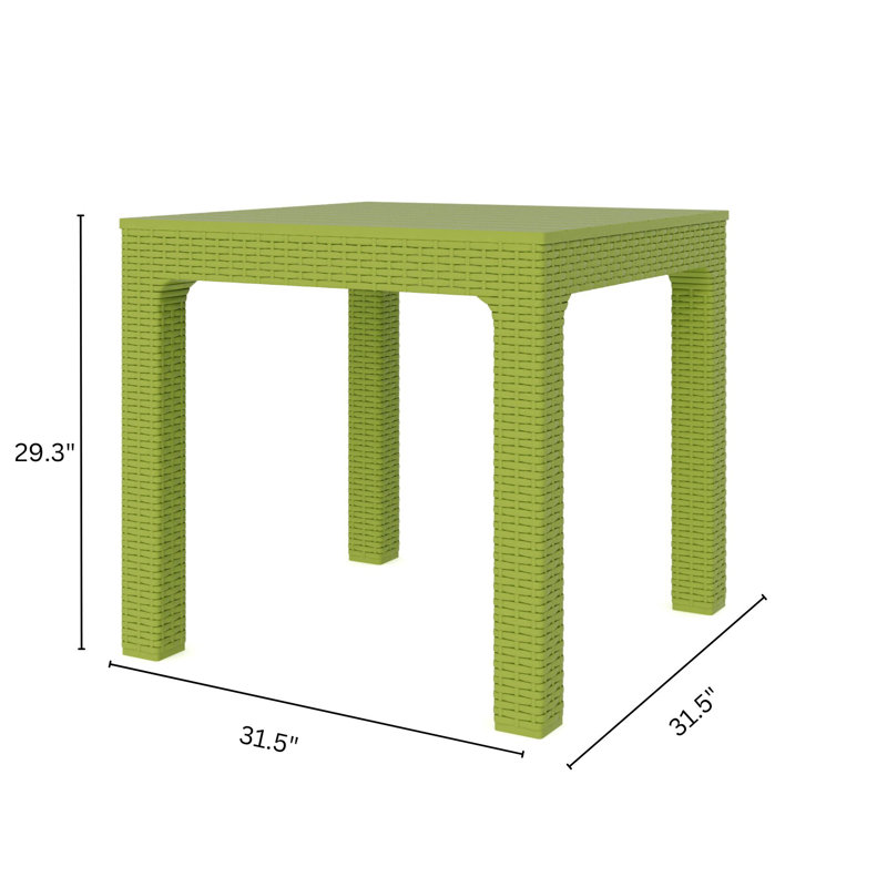Table d'extérieur Sherrick L 31,5 x l 31,5, Vert