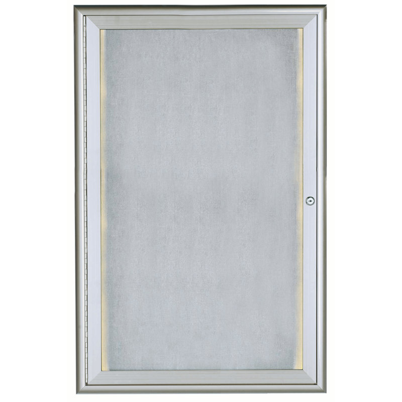 Tableau d’affichage mural fermé à lumière del, H 3 pi x l 2 pi, Argent