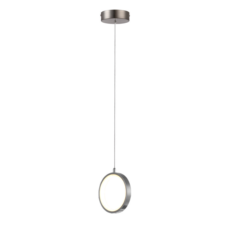 Luminaire suspendu géométrique à 1 lumière Lauri, Nickel, H 7,5 po x l 7,5 po x P 0,8 po