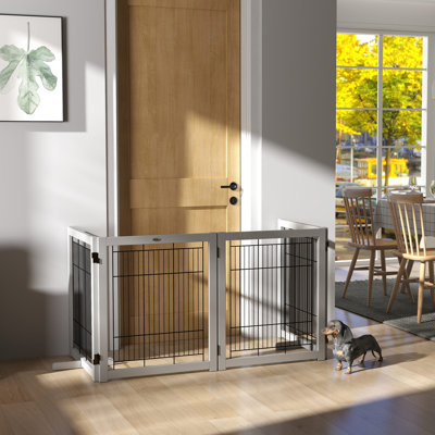Clôture pliable en bois pour chien 4 panneaux avec pieds de support Tucker Murphy Pet ™