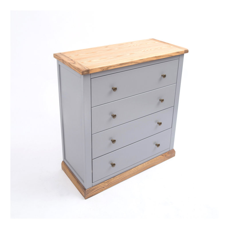 Durham 90cm W 4 - Drawer Chest of Drawers, Grey/Antique Brass