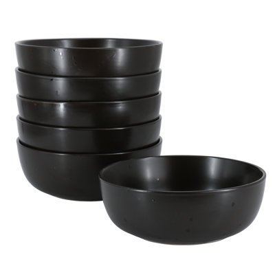 Ivy Bronx Mio Modern Coupe 6 Piece 6.5 Inch Round Stoneware Bowl Set in Pepper