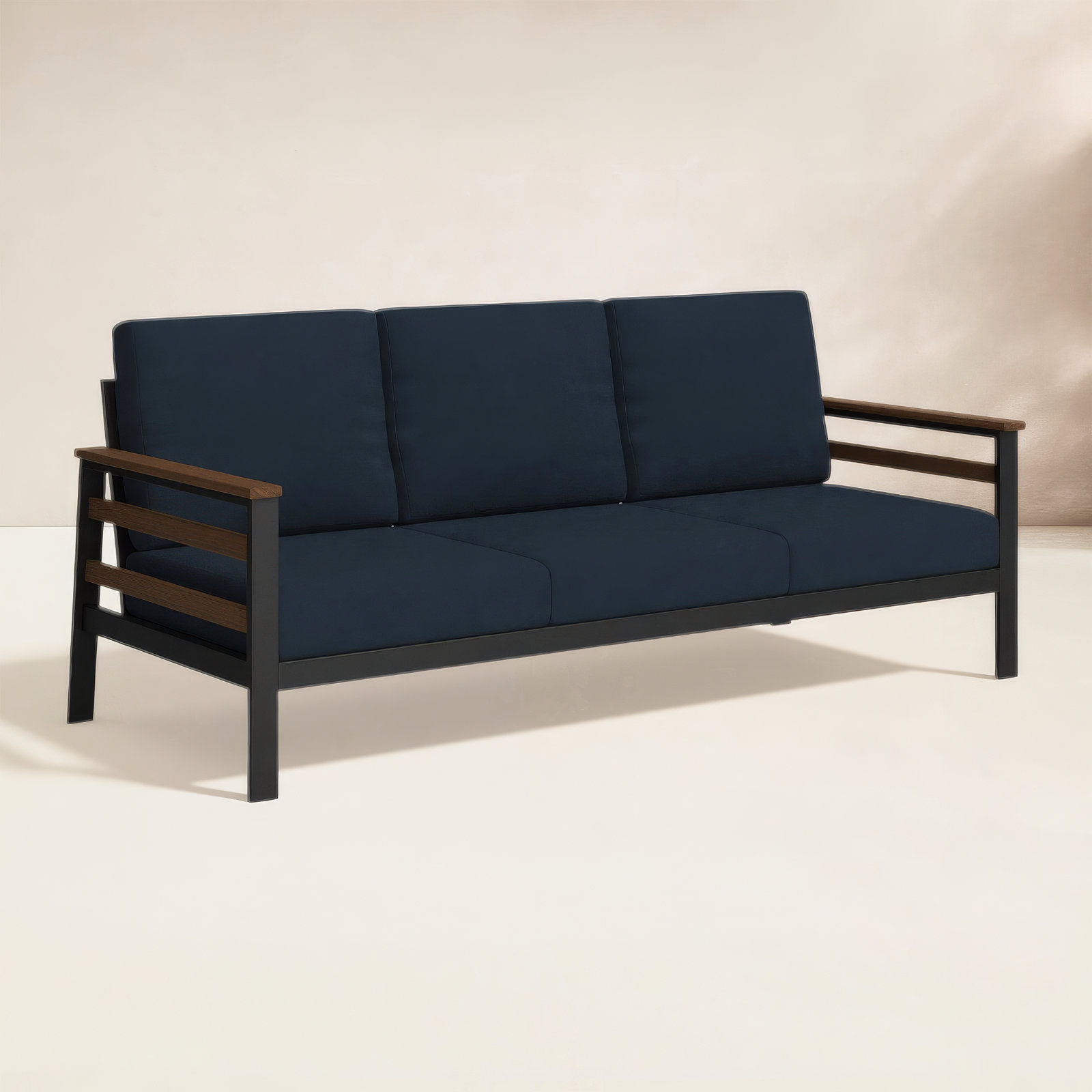 Townsend 80" Sunbrella® Patio Sofa, Canvas Navy Sunbrella® Canvas, Brown