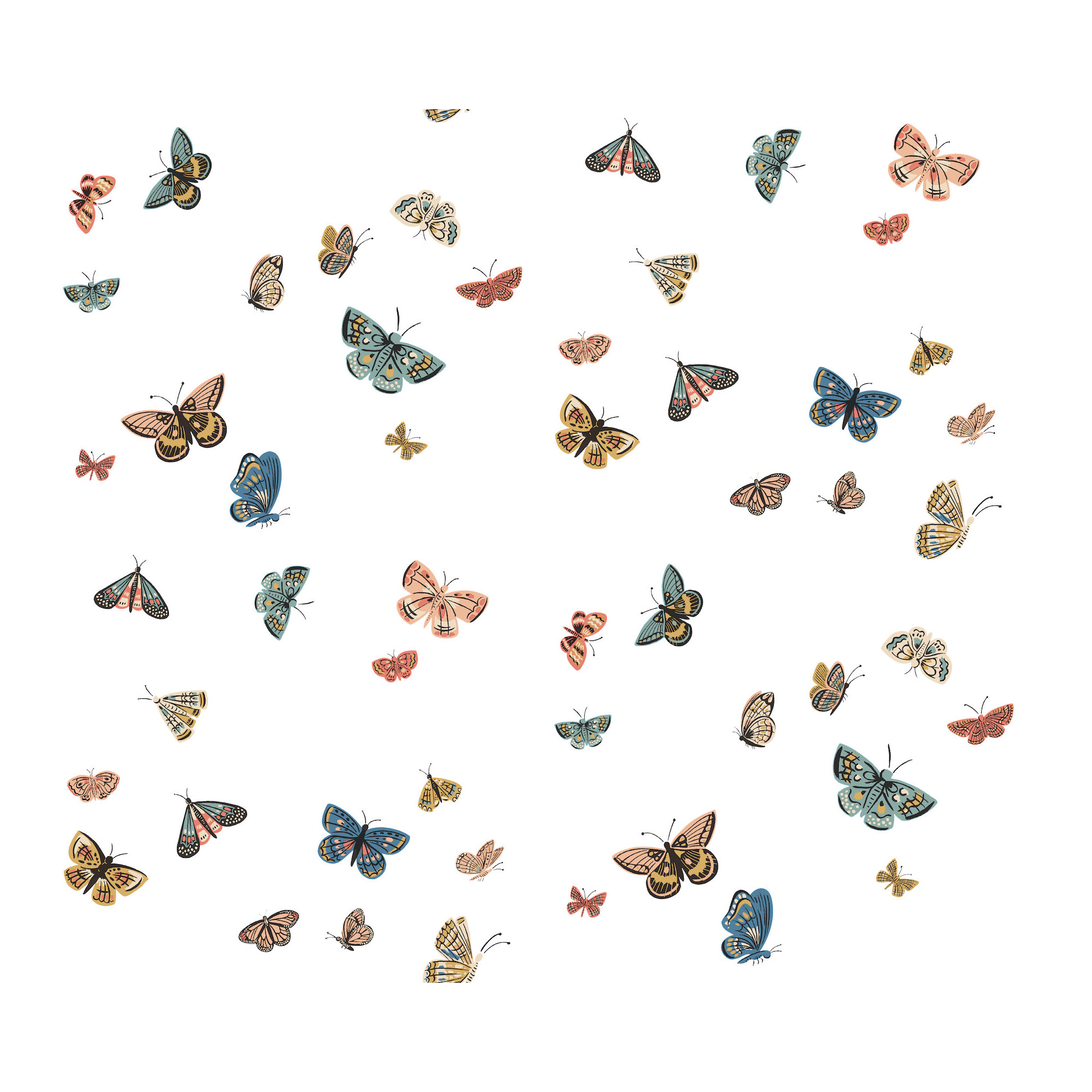 Butterfly House Peel and Stick Wallpaper, White