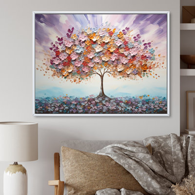 Multicolor Famous Tree Of Love - Flower Field Canvas Print