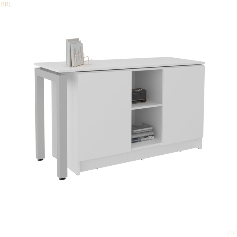 White 2-Shelf Desk with Space-Saving Design