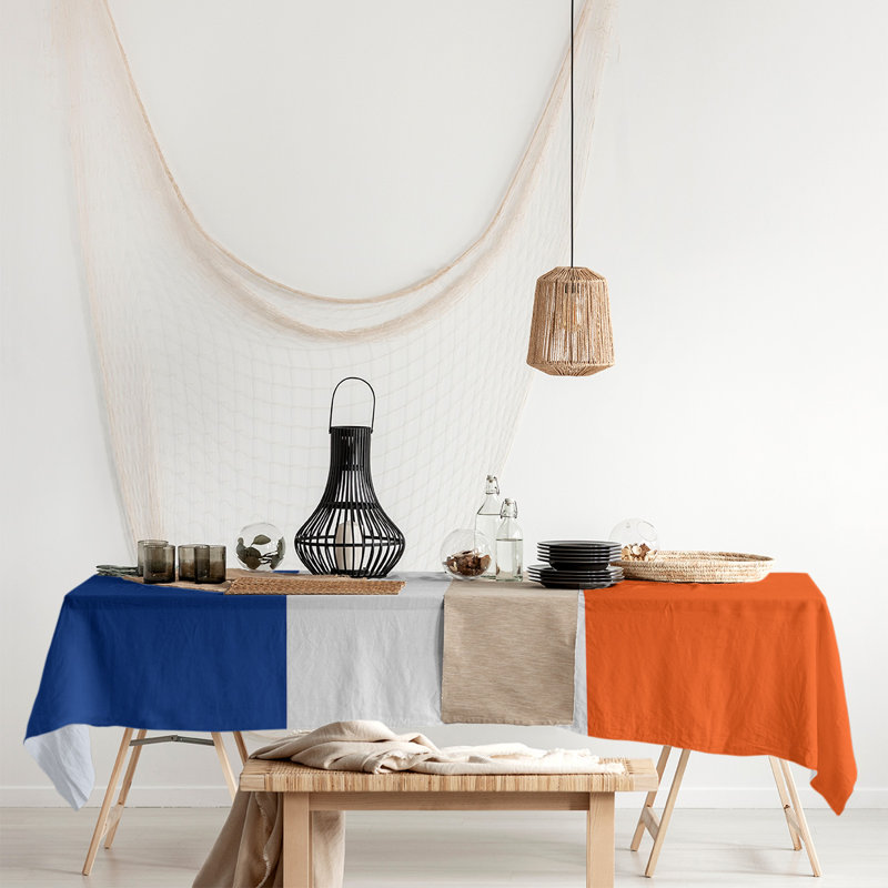 New York NYC Table Runner, Royal Blue/White/Orange, Cotton Blend, 102" x 58"