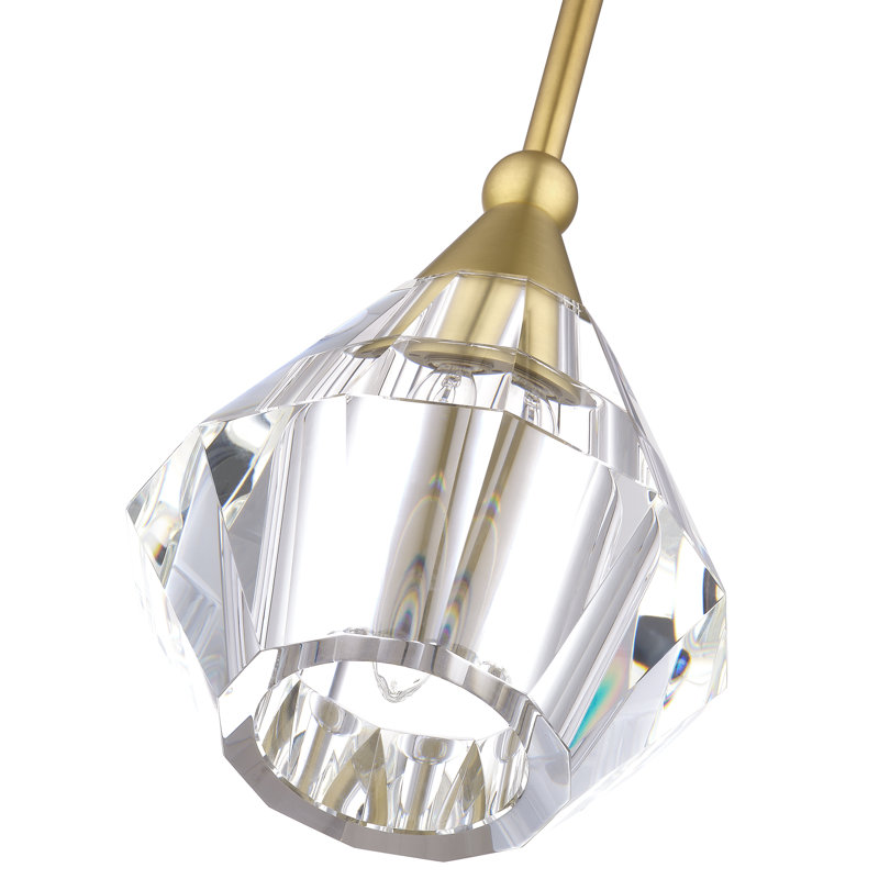 Luminaire suspendu en cristal 1 lumière, Laiton naturel