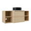 Meuble-lavabo mural 48 po avec lavabo d'art en céramique et 2 tablettes de rangement, porte à fermeture en douceur, emballage KD, contreplaqué