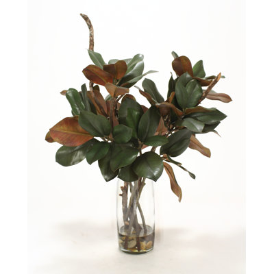36'' Faux Magnolia Plant in Glass Vase