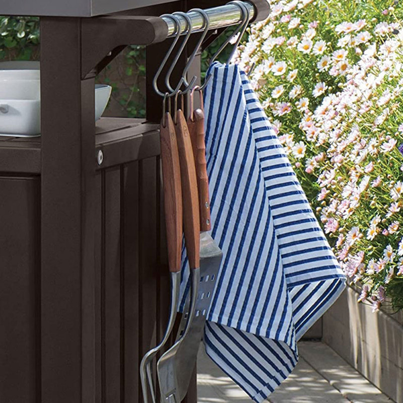 Unity 40 Gallon Brown Outdoor Grill Cart with Stainless Steel Top