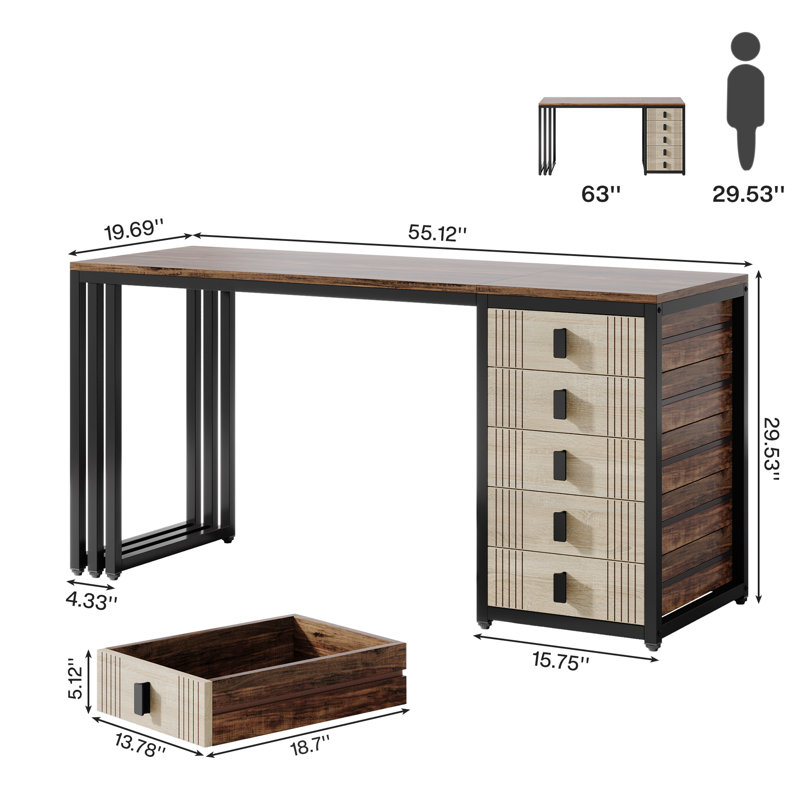 Bureau d'ordinateur réversible avec cabinet Shyli