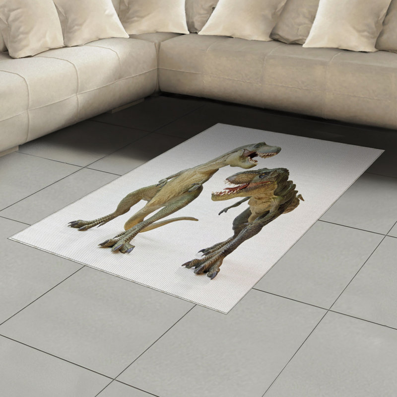 Tapis décoratif en fibre de polyester à haute densité Dinosaur, Rectangle— 4 pi x 5 pi 8 po