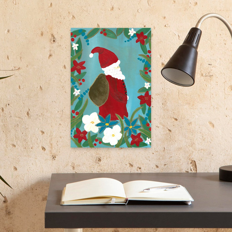 «Whimsical Christmas Santa», impression d'art mural abstrait fantaisiste traditionnel, H 18 po x l 12 po