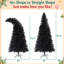 Arbre de Noël illuminé 6 pi avec 250 lumières DEL, forme incurvée et base en métal, arbre de Noël artificiel à charnières, noir