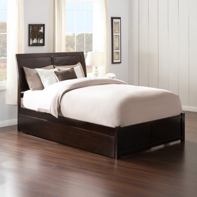 Lit double à panneau en bois massif avec lit gigogne Nystead de Charlton Home®