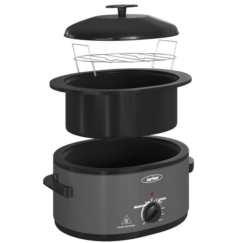 Sunvivi Electric Roaster Oven with Removable Pan, 8 quarts, Gray